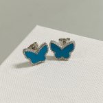 VCA Butterfly Stud Earrings, White Mother-of-Pearl / Blue Turquoise