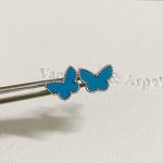 VCA Butterfly Stud Earrings, White Mother-of-Pearl / Blue Turquoise - Image 8