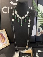 Chanel geometric square transparent sugar green emerald cut pendant necklace - Image 11