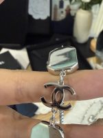 Chanel geometric square transparent sugar green emerald cut pendant necklace - Image 9