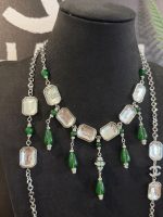 Chanel new geometric square retro grandmother's green water drop transparent sugar pendant necklace - Image 13