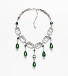 Chanel new geometric square retro grandmother's green water drop transparent sugar pendant necklace