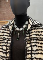 Chanel new geometric square retro grandmother's green water drop transparent sugar pendant necklace - Image 11