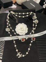 Chanel new retro-style red diamond square lava polished pearl necklace - Image 12