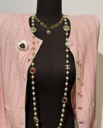 Chanel new retro-style red diamond square lava polished pearl necklace - Image 9