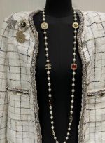 Chanel new retro-style red diamond square lava polished pearl necklace - Image 8