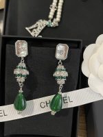Chanel New Spinning Top Drop Earrings with Emeralds, Diamonds & Green Beads - Image 6