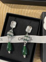 Chanel New Spinning Top Drop Earrings with Emeralds, Diamonds & Green Beads - Image 4