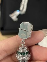 Chanel New Spinning Top Drop Earrings with Emeralds, Diamonds & Green Beads - Image 3