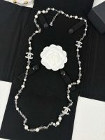 Chanel Bestselling Long Sweater Chain with White Enamel CC, Sequins, Crystal Beads, Silver-Tone Pearl - Image 7