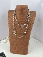 Chanel Bestselling Long Sweater Chain with White Enamel CC, Sequins, Crystal Beads, Silver-Tone Pearl - Image 6