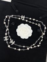 Chanel Bestselling Long Sweater Chain with White Enamel CC, Sequins, Crystal Beads, Silver-Tone Pearl - Image 5