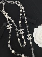 Chanel Bestselling Long Sweater Chain with White Enamel CC, Sequins, Crystal Beads, Silver-Tone Pearl - Image 3