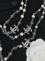Chanel Bestselling Long Sweater Chain with White Enamel CC, Sequins, Crystal Beads, Silver-Tone Pearl - Image 2