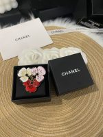 Chanel New Gold-Tone Enamel Flower Brooch with Red, White & Pink Petals - Image 4