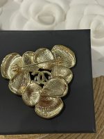 Chanel New Gold-Tone Enamel Flower Brooch with Red, White & Pink Petals - Image 8