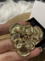 Chanel New Gold-Tone Enamel Flower Brooch with Red, White & Pink Petals - Image 7