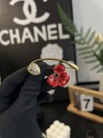Chanel Enamel Flower Petals with Full Diamond Leaves Detachable Brooch Pin, Available in Red & White - Image 9