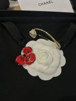 Chanel Enamel Flower Petals with Full Diamond Leaves Detachable Brooch Pin, Available in Red & White - Image 5