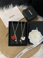 Chanel 26B Double CC Flower Petals Pearl Pendant Tassel Necklace, Available in Red & White - Image 3