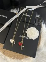 Chanel 26B Double CC Flower Petals Pearl Pendant Tassel Necklace, Available in Red & White