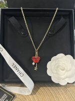 Chanel 26B Double CC Flower Petals Pearl Pendant Tassel Necklace, Available in Red & White - Image 5