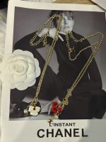 Chanel 26B Double CC Flower Petals Pearl Pendant Tassel Necklace, Available in Red & White - Image 4