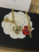Chanel 26B Double CC Flower Petals Pearl Pendant Tassel Necklace, Available in Red & White - Image 2