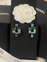 Chanel New Emerald & Silver-Tone Baguette Diamond Long Drop Earrings - Image 9