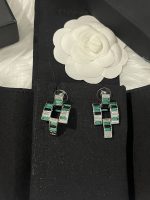 Chanel New Emerald & Silver-Tone Baguette Diamond Long Drop Earrings - Image 8