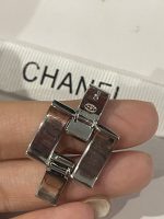 Chanel New Emerald & Silver-Tone Baguette Diamond Long Drop Earrings - Image 4