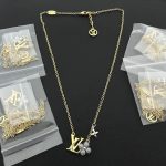 LV Letter Pendant Necklace, Multiple Styles（Adorned with Crystals, Pearls & Monogram Flower）