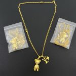 LV Gold Tone Pendant Necklace - Bear / Monogram Champagne Bottle Charm
