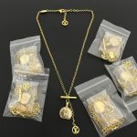 LV Gold Tone Pendant Necklace - Bear / Monogram Champagne Bottle Charm - Image 2