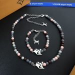 LV Crown Rhinestone Pendant with Colorful Beads Necklace/Bracelet - Image 12