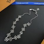 LV Monogram Flower & Letter Charm Pendant Necklace - Image 8
