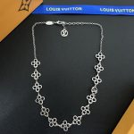 LV Monogram Flower & Letter Charm Pendant Necklace - Image 2