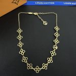 LV Monogram Flower & Letter Charm Pendant Necklace