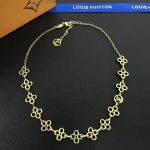 LV Monogram Flower & Letter Charm Pendant Necklace - Image 6