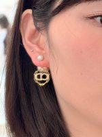 Dior Rhinestone CD Clover Asymmetric Earrings - Image 6