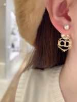 Dior Rhinestone CD Clover Asymmetric Earrings - Image 5