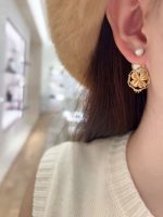Dior Rhinestone CD Clover Asymmetric Earrings - Image 3