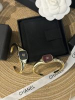 Chanel new oval/square polished black/red enamel oil drop bracelet - Image 2