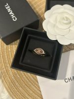 Chanel new rounded-diamond/square polished black/red enamel oil drop ring - Image 14