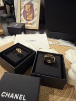 Chanel new rounded-diamond/square polished black/red enamel oil drop ring - Image 9