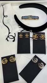 Chanel 26A new black enamel double C gold round hemispherical button earrings - Image 8