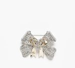 Chanel 25K Rhinestone Bow Brooch - Two-Tone Heavy Craftsmanship