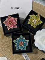 Chanel 26A Murano Glass Layered Flower CC Brooch - Available in Red / Blue / Yellow
