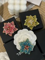 Chanel 26A Murano Glass Layered Flower CC Brooch - Available in Red / Blue / Yellow - Image 9