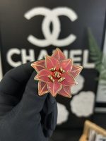 Chanel 26A Murano Glass Layered Flower CC Brooch - Available in Red / Blue / Yellow - Image 4